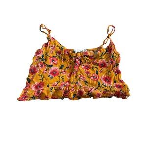 Full Tilt Floral Ruffle Size Medium Multicolor Cropped Tank Top